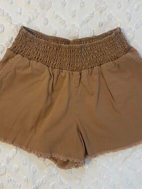 wild fable Tan Smocked High Waist Shorts